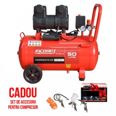 Compresor 50L 1.5kW, 2 cilindri INCRAFT CU-1500-SL (fără ulei)