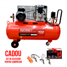 Компрессор 100л 3л.с., 1 цилиндр INCRAFT CS-100FU (масляный)