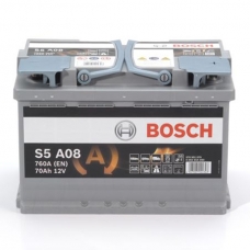 Аккумулятор 12V 70AH 760A(EN) Bosch S5 008 AGM 0092S5A080