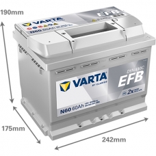 Аккумулятор 12V 60AH 640A(EN) Varta Dynamic EFB S6 005 (560 500 064)
