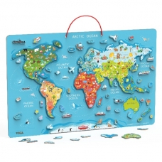Магнитный Пазл Viga Карта мира с маркерной доской 44508