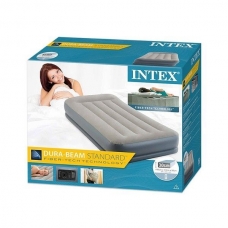 Надувная кровать Velur 99x191x42 см, со встроенным насосом, Intex Pillow Rest