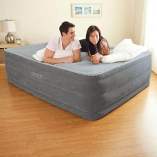 Надувная кровать Velur 152x203x56 см, со встроенным насосом, Intex Deluxe