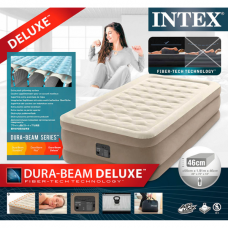 Надувная кровать 99х191х46 см, co встр. насосом, Intex Velur Ultra Plush