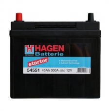 Аккумулятор 12V 45Ah 300A Hagen 54551 Starter